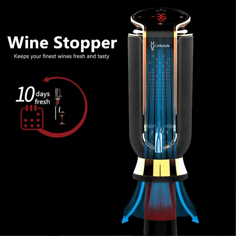 Linkstyle VINOWAKE Triovino Electric Wine Aerator, Dispenser and Preserver By LINKSTYLE — 3-in-1 Instant Aeration For Improved Taste, Measured Pouring & Wine Preservation up to 20-days - Image 3